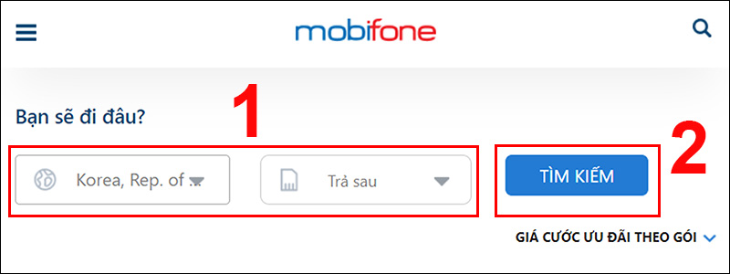 Chọn các thông tin trong mục Bạn sẽ đi đâu?